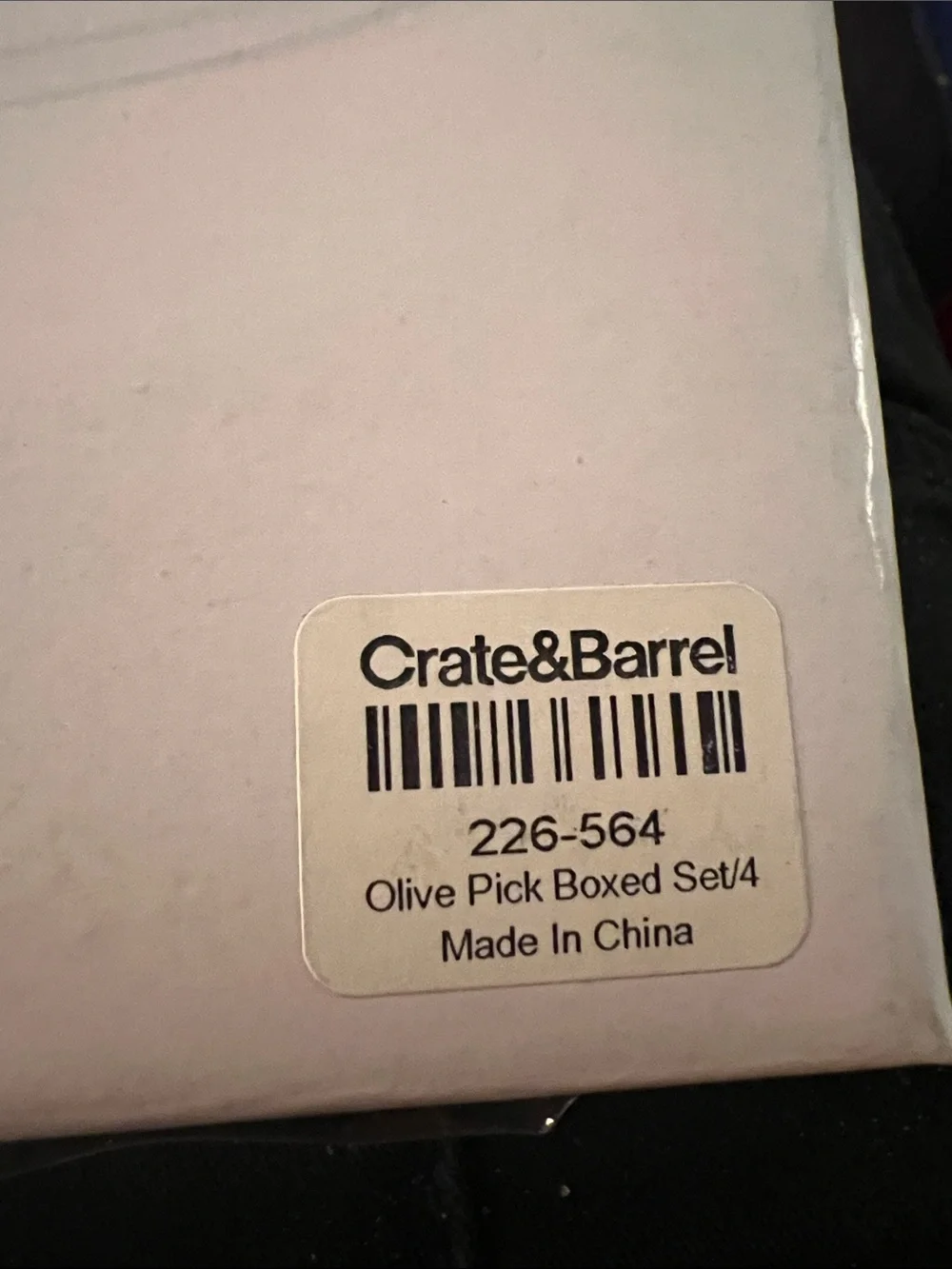 Crate&Barrel Vintage Glass Olive Cocktail Picks Set of Four NEW in Original Box!
